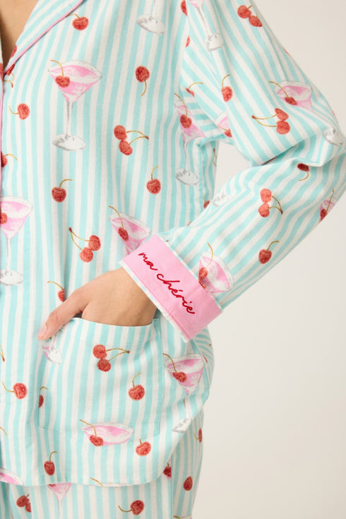 Pj Salvage Flannels Ma Cherie Cherry Print 3-Piece PJ Set